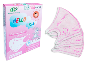 Khẩu Trang Em Bé Hello KIDS - 3D ( Họa Tiết Cà Rốt Hồng  - 10 Cái/Hộp )
